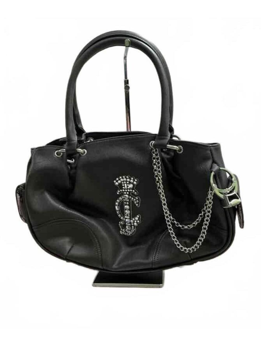 Juicy Couture Black Crown Satchel Bag Rhinestone Crest Y2K Glam